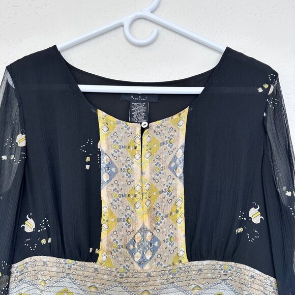 ECI New York Silk Y2K Empire Waist Long Sleeve Top Size M Fairy Feminine Sheer - Picture 4 of 14